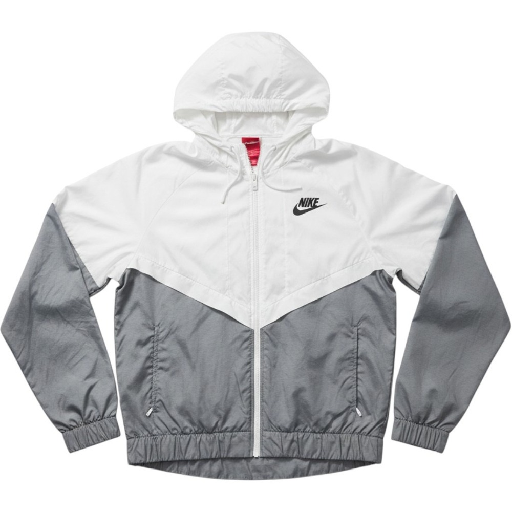 Nike Sportswear Windrunner Hooded Jacket White Grey Colorblock Mesh Lined Medium